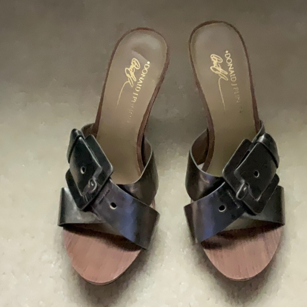 Donald J Pliner sandal slide gunmetal 9.5M